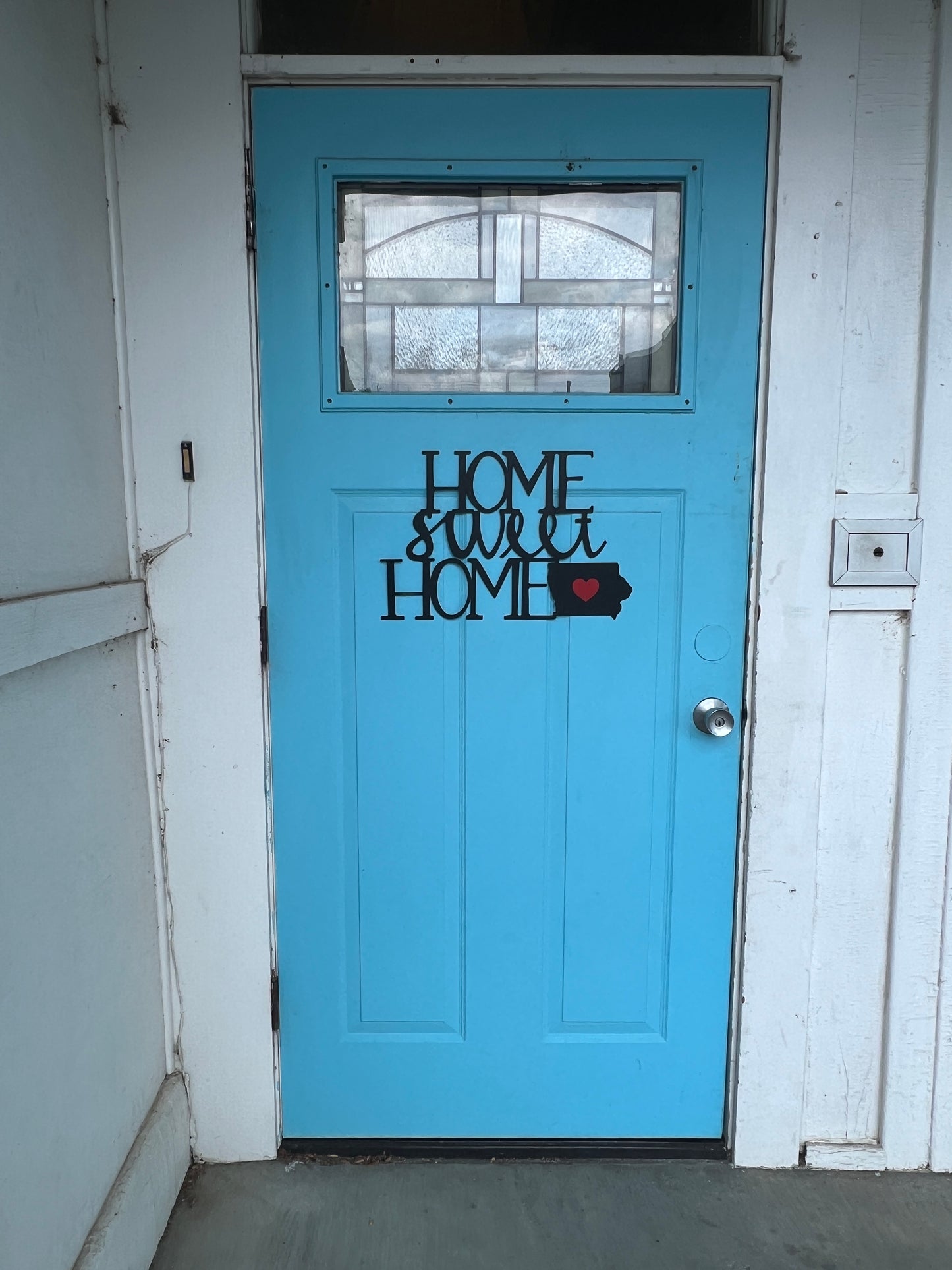 Arte de pared de metal "Hogar, dulce hogar" de Iowa