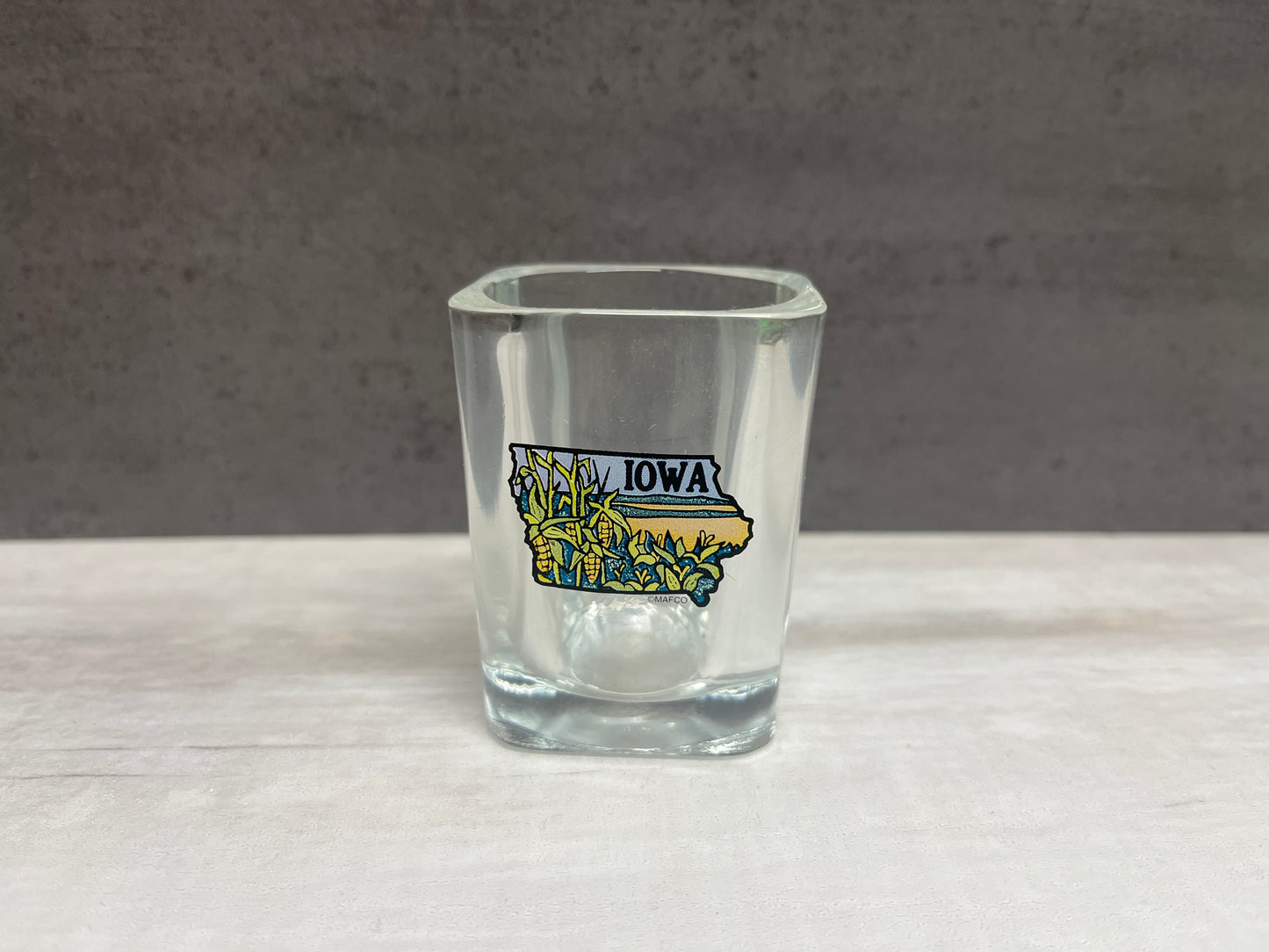 Iowa w/ Corn Square Shot Glass