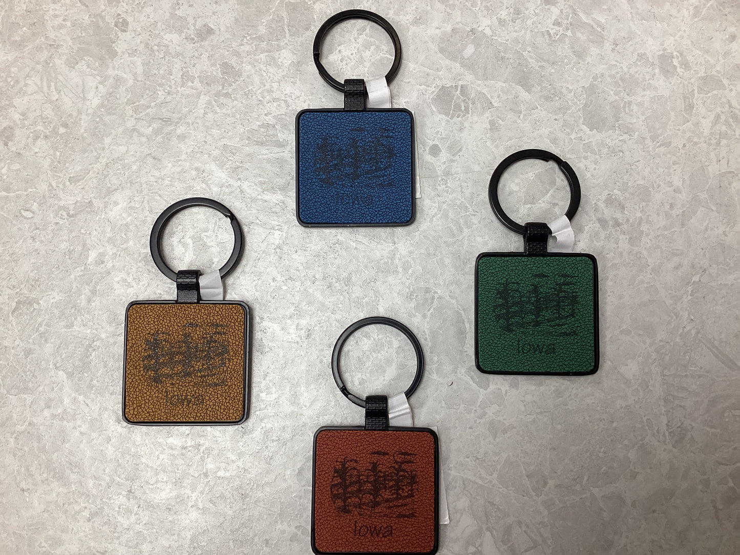 Square Leather Keychain