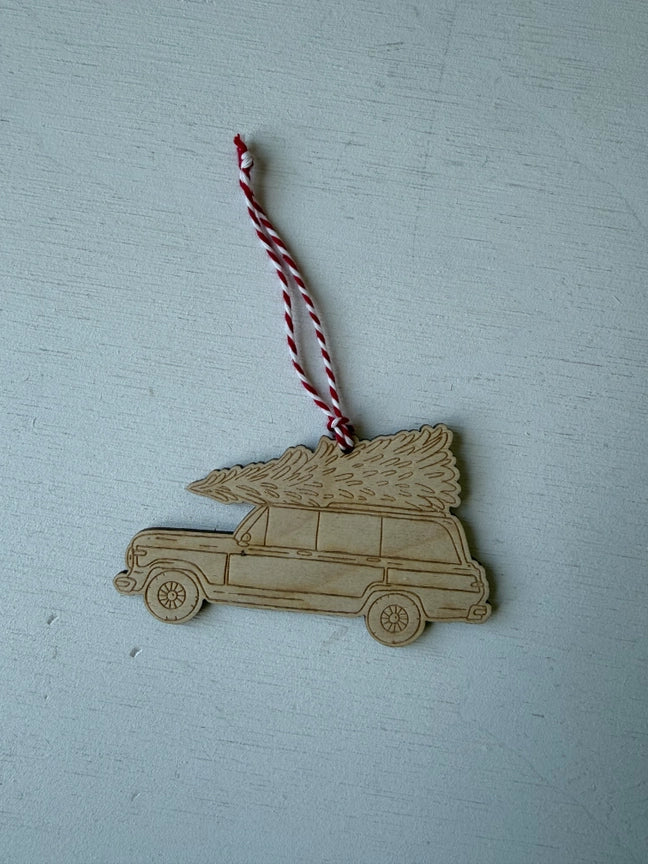 Wooden Station Wagon Ornament