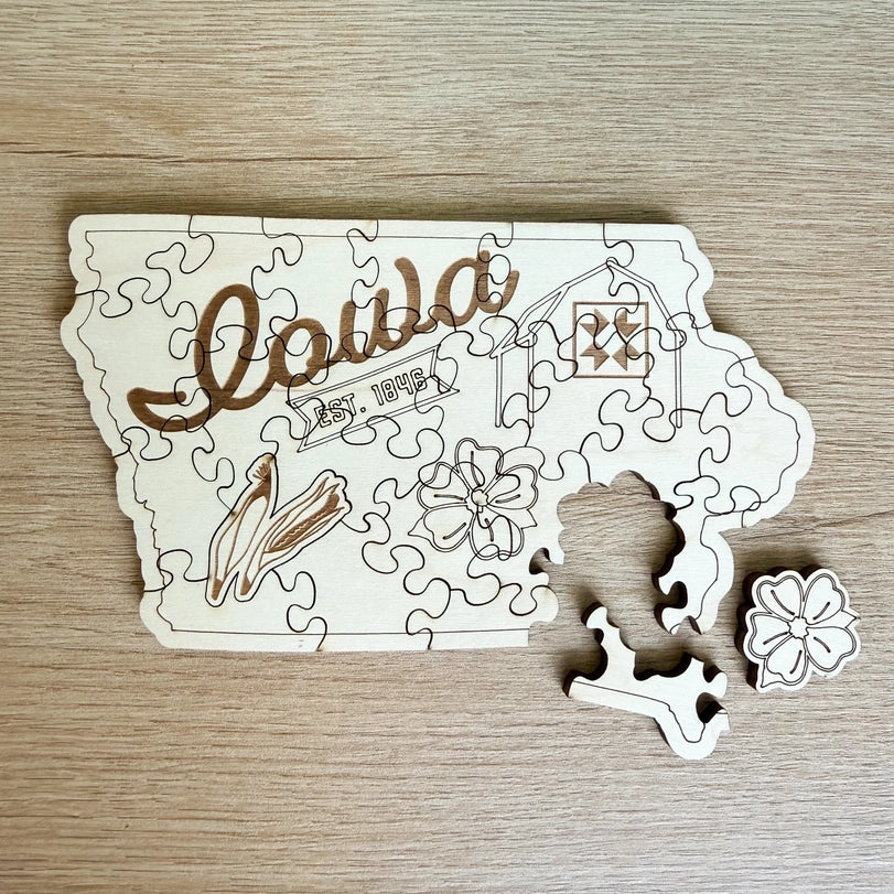 Wooden Iowa Puzzle
