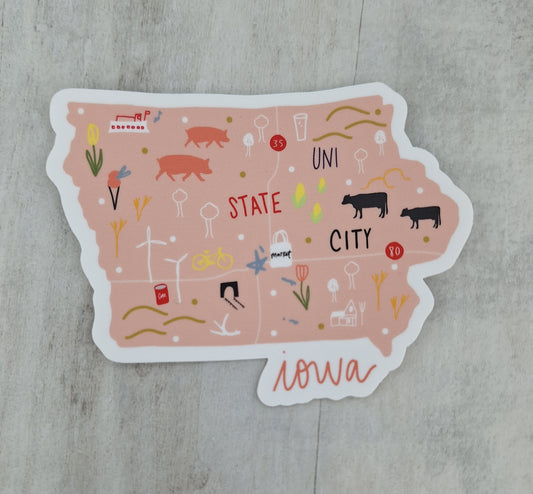 Iowa Sticker (Pink)