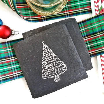 Christmas Tree Slate Coaster