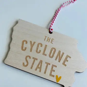 Wood Iowa Ornament