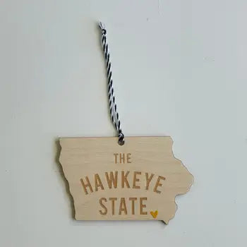 Wood Iowa Ornament