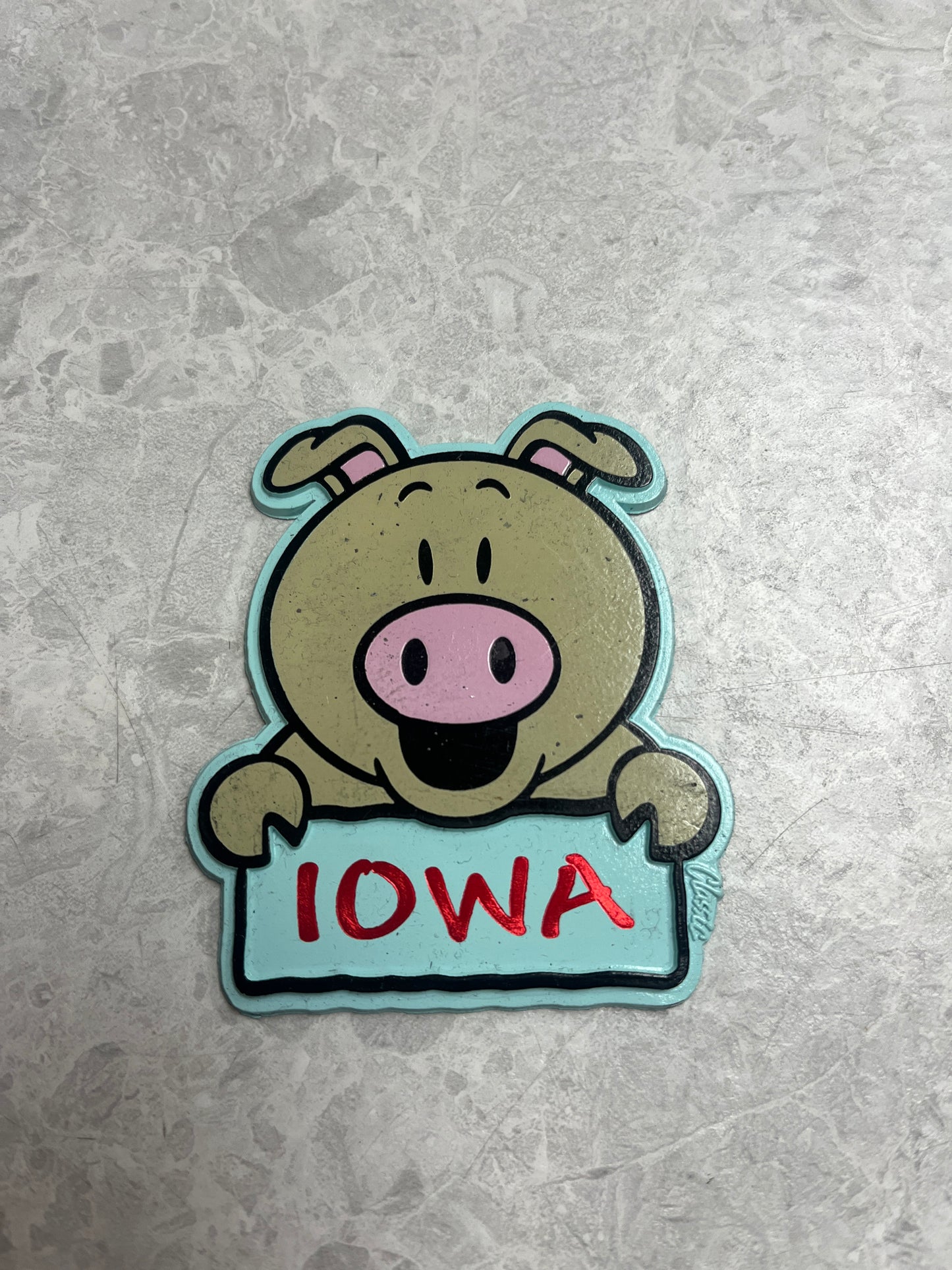 Iowa Cartoon Pig Magnet