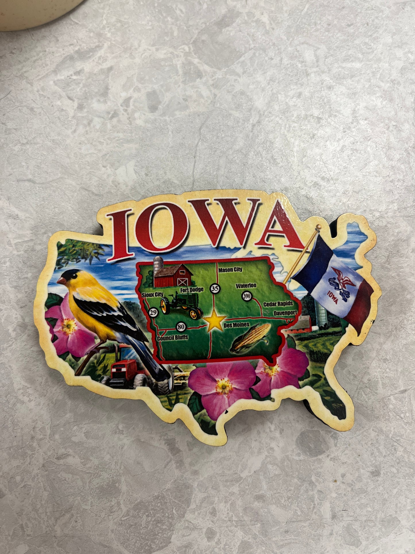 Imán de bloque de madera de Iowa