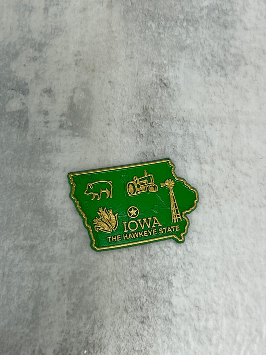 Green Iowa Shaped Magnet