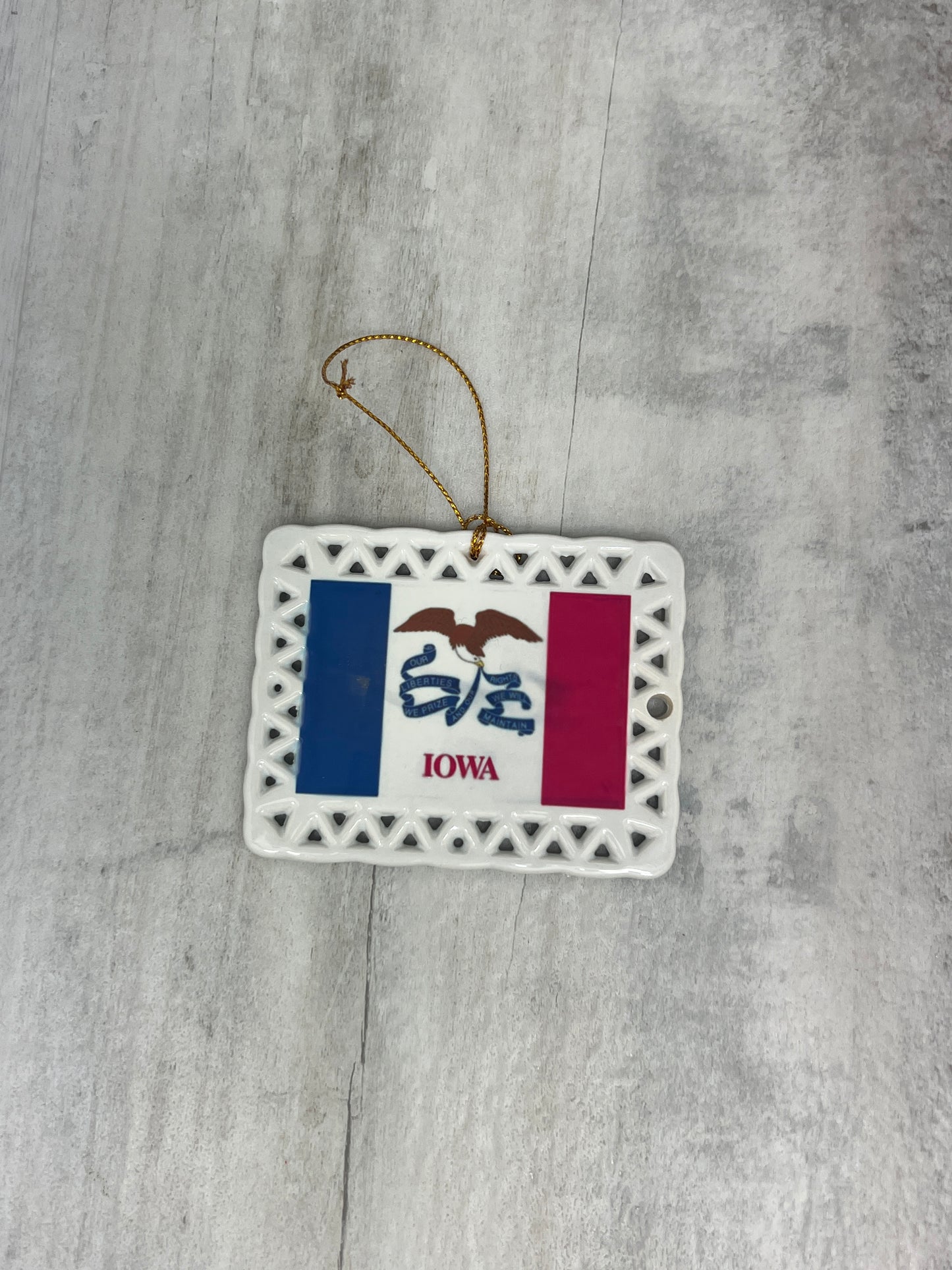 Iowa Ceramic Flag Ornaments