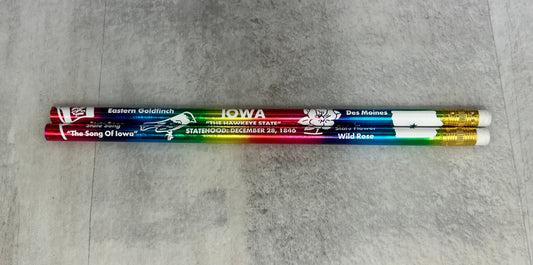 Iowa History Pencil - rainbow