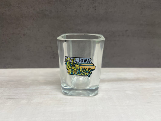 Iowa w/ Corn Square Shot Glass
