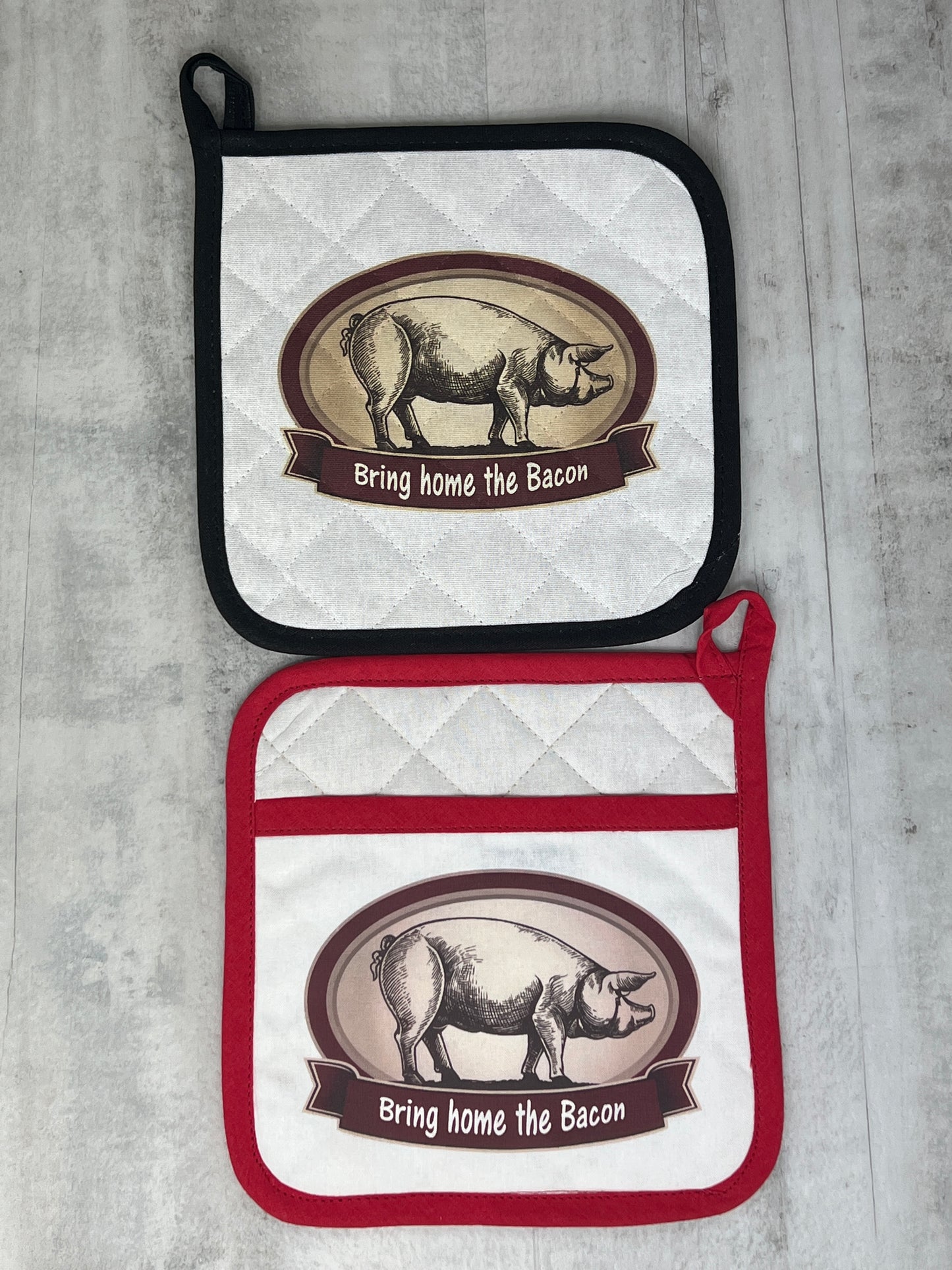 Bacon Theme Potholders