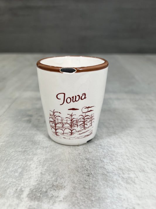 Iowa Distress Ceramic Shot Glass