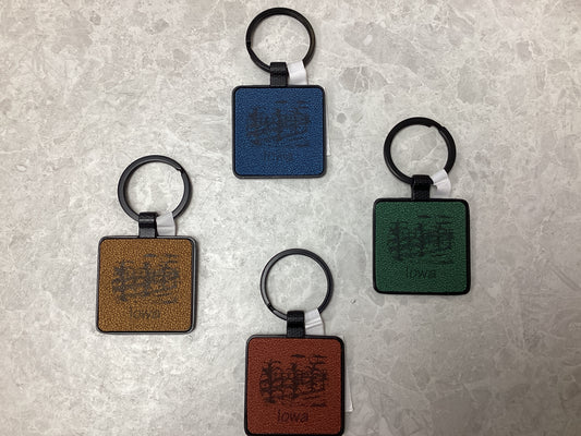 Square Leather Keychain